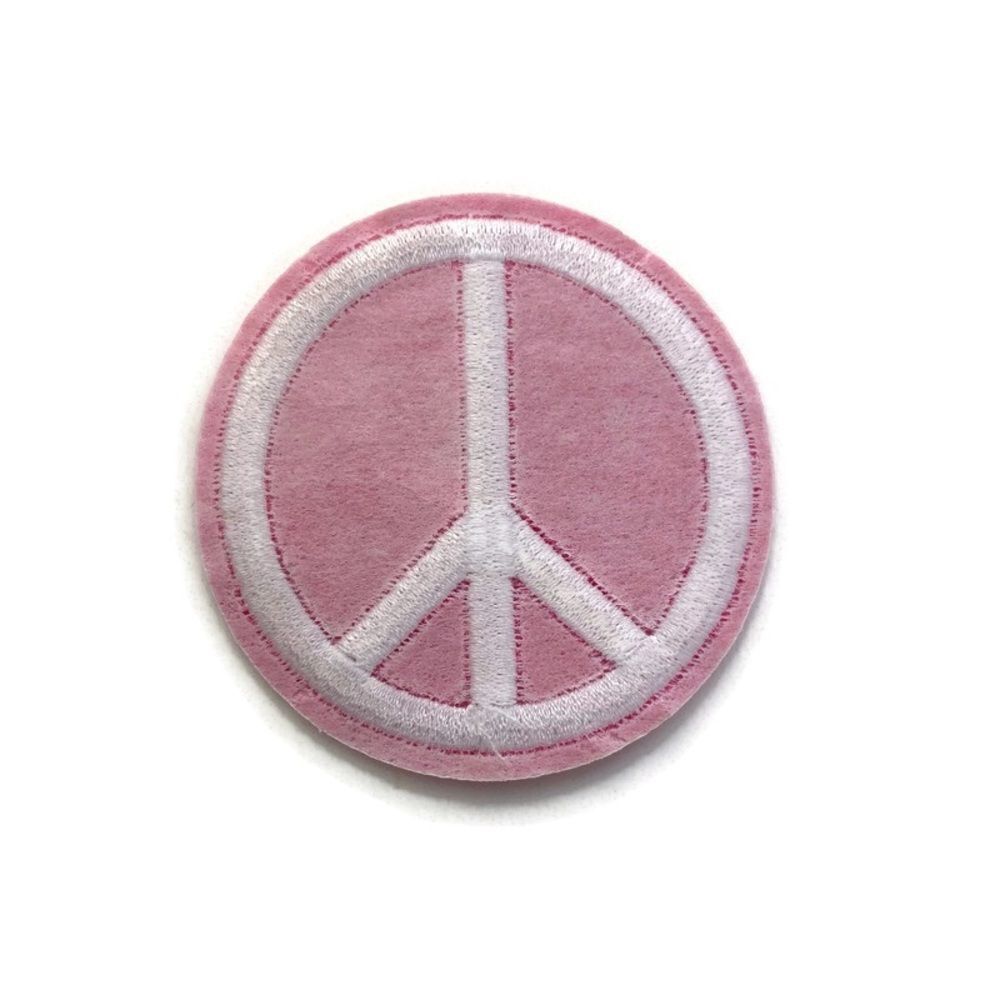 Pink Peace Symbol Embroidered Patch - Picture 3 of 3